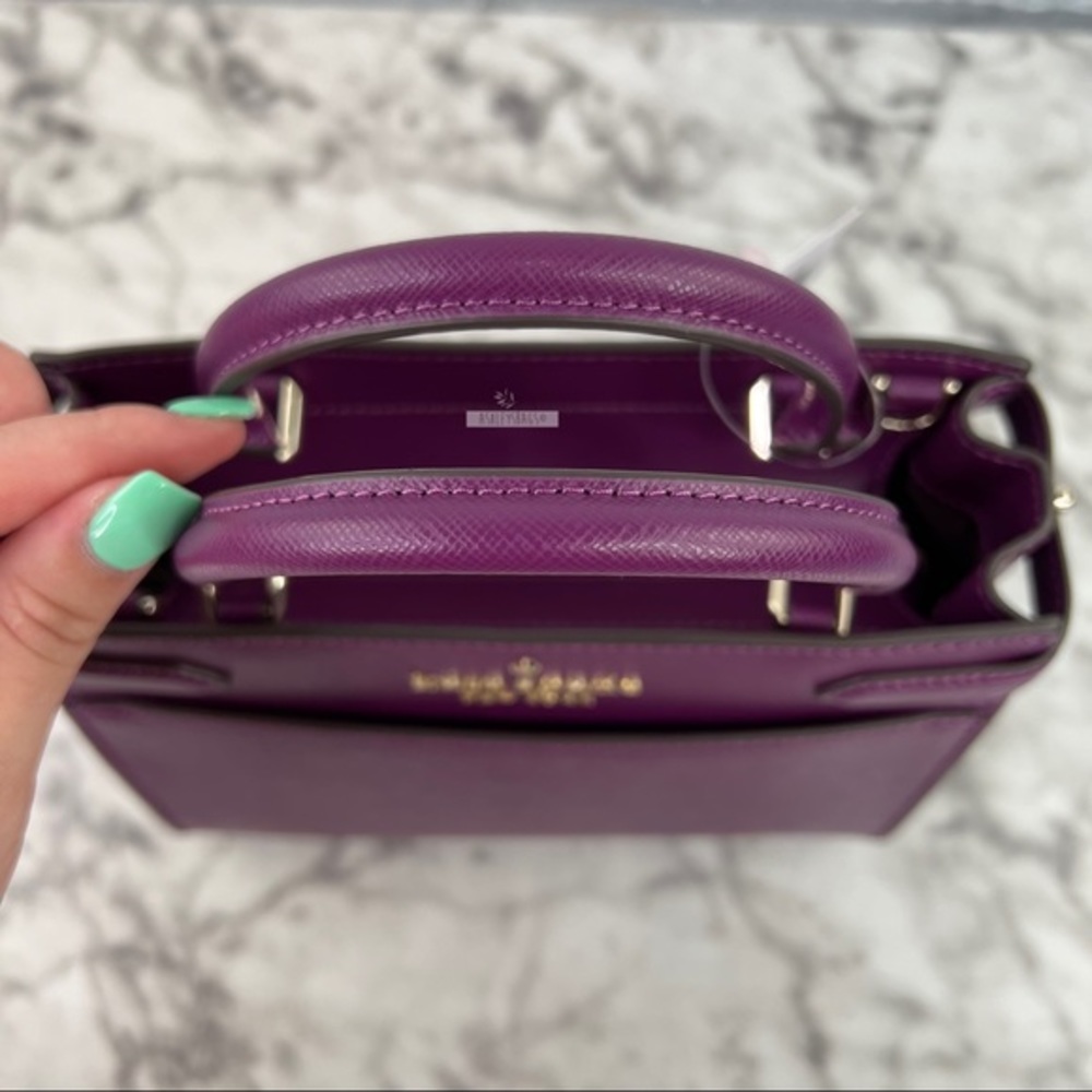 Kate Spade Staci Plum Pie Small Satchel Crossbody & Large Slim Bifold Wallet - Picture 6 of 16